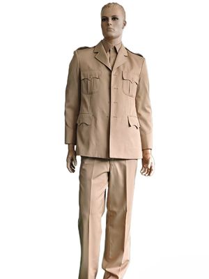 Premium Military Dress Uniform Set in Khaki Jacket  Long Sleeve Shirt  Straight Leg Trousers  45 Wool Blend Ceremonial Uniform